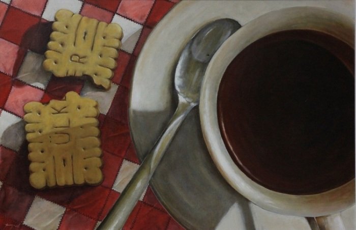 "Man is a biscuit", 2013, acrylic on canvas, 60cm x 90cm (Collection of National Museum - Ohrid)