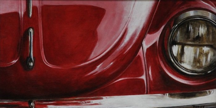 "Red beetle", 2014, acrylic on MDF board, 34cm x 65cm (Price: 680€, shipping included)