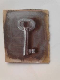 "The key", acrylic on hardboard (8cm x 10cm)