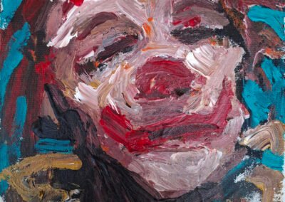 Expressionist portrait painting of a clown,